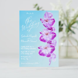 Elegant Blommigt Kärlek White Blue Orchids Bröllop Inbjudningar