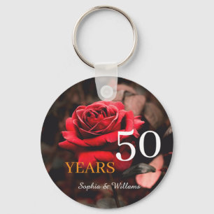 Elegant Blommigt KeepVII - Romantic Röd ros Gift Nyckelring