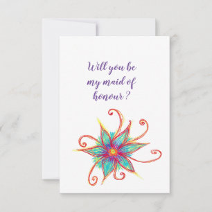 Elegant, Blommigt Kommer du att vara min maid of h Inbjudningar
