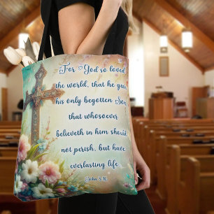 Elegant Blommigt Kor Christian Scripture Påsk Tygkasse