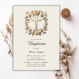 Elegant Blommigt Kor Kön Neutral Baptism Neutral B Inbjudningar