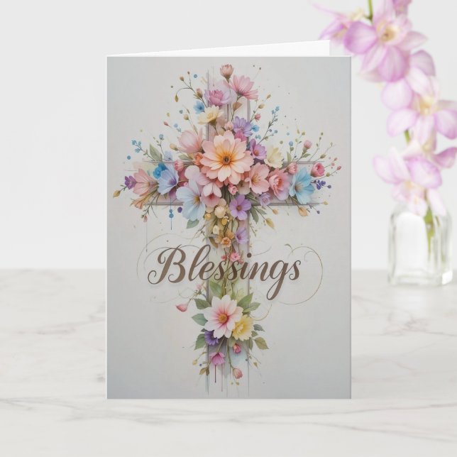 Elegant Blommigt Kor Påsk Blessing Kort (Orkide)