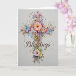 Elegant Blommigt Kor Påsk Blessing Kort