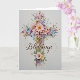 Elegant Blommigt Kor Påsk Blessing Kort