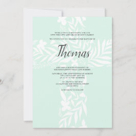 Elegant blommigt Kristian kor mynta grönt baptism Inbjudningar