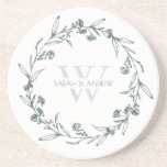 Elegant Blommigt Laurel Utandning Monogram Bröllop Underlägg<br><div class="desc">Om du behöver ytterligare anpassningar kan du kontakta mig på yellowfebstudio@gmail.com.</div>