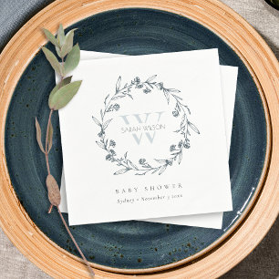 Elegant Blommigt Laurel WandeMonogram Baby Shower Pappersservett