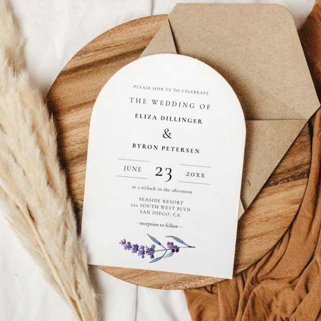 Elegant Blommigt Lavender Arch Bröllop Inbjudningar (Skapare uppladdad)
