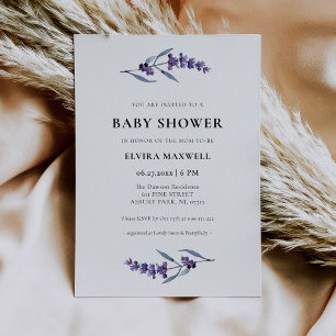 Elegant Blommigt Lavender Baby Shower Inbjudningar
