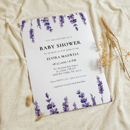 Elegant blommigt lavender Baby Shower Inbjudningar