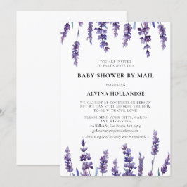 Elegant blommigt lavender Baby Shower med post Inbjudningar