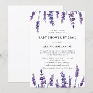 Elegant blommigt lavender Baby Shower med post Inbjudningar