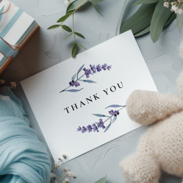 Elegant blommigt lavender Baby Shower Tack Kort