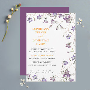 Elegant Blommigt Lavender Bellblomme Bröllop Inbjudningar