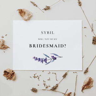 Elegant Blommigt Lavender Bridesmaid Frieri kort