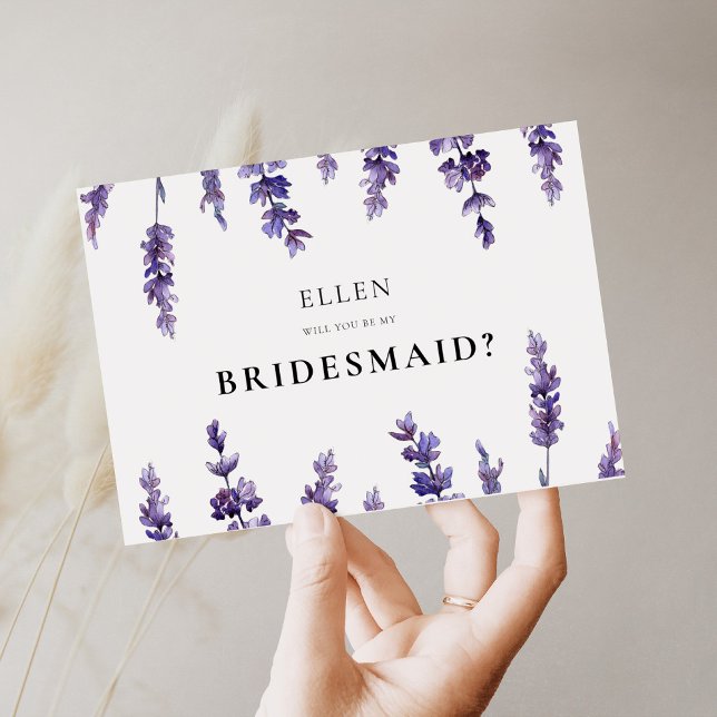 Elegant blommigt lavender Bridesmaid frieri kort (Skapare uppladdad)