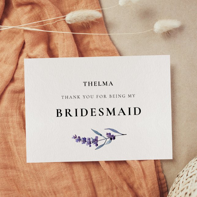 Elegant Blommigt Lavender Bridesmaid Tack Kort (Skapare uppladdad)