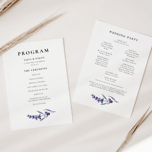 Elegant Blommigt Lavender Bröllop dubbla sidosatt Program