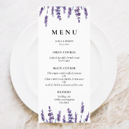 Elegant blommigt lavender bröllop meny