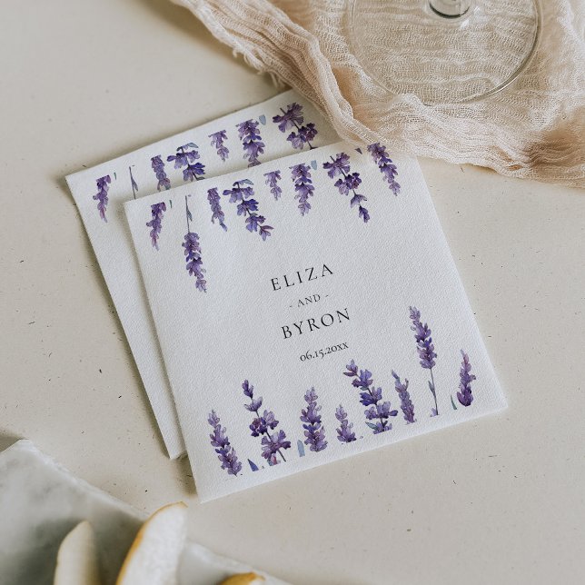 Elegant blommigt lavender bröllop papper napkin pappersservett (Skapare uppladdad)