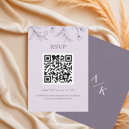 Elegant Blommigt Lavender Bröllop QR-kod OSA Kort