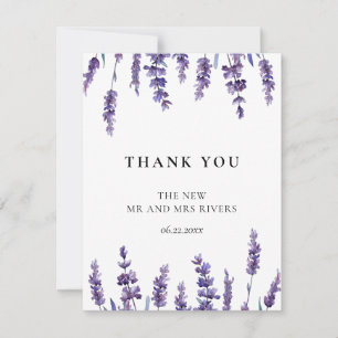 Elegant blommigt lavender bröllop tack kort