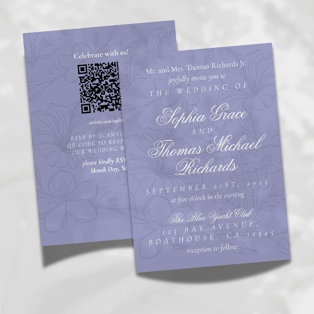 Elegant Blommigt Lavender bröllopsinbjudan Inbjudningar (Celebrate your love with this Lavender Floral Wedding Invitation!)
