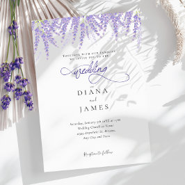 Elegant Blommigt Lavender Calligraphy Bröllop Inbjudningar