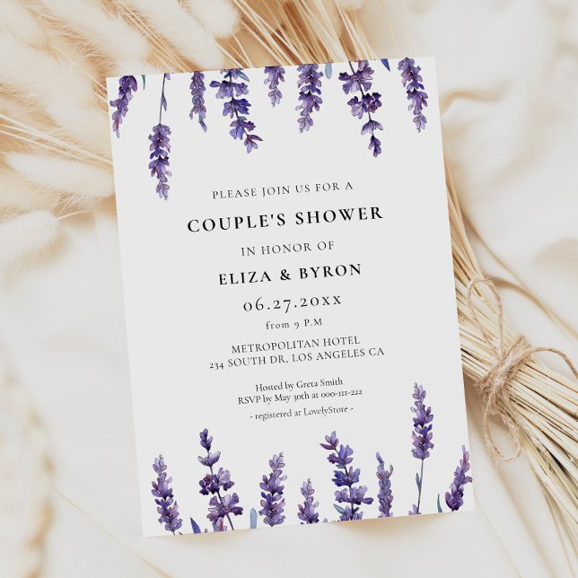 Elegant Blommigt Lavender Couples Shower Inbjudningar (Skapare uppladdad)