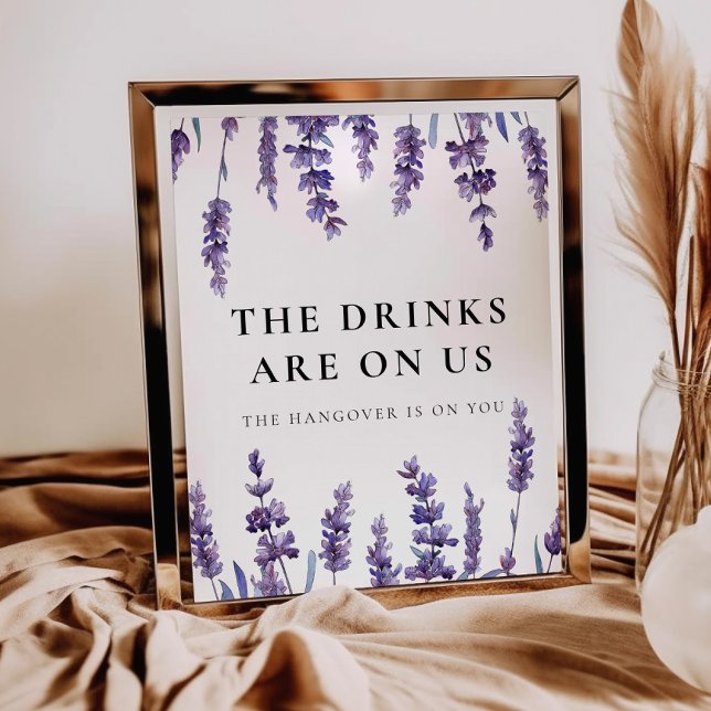 Elegant Blommigt Lavender Drinks är på oss Poster (Skapare uppladdad)