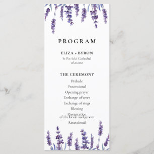 Elegant blommigt lavender dubbla sida vid bröllop program