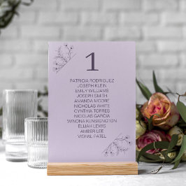 Elegant Blommigt Lavender Grått Bröllop Bordsnummer