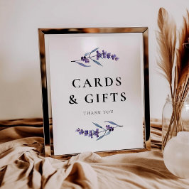 Elegant Blommigt Lavender-kort och presentkort Poster