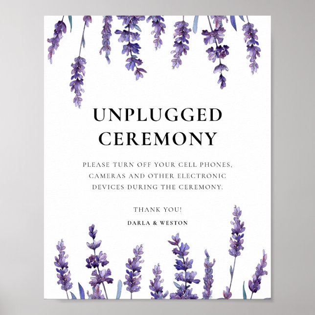 Elegant blommigt lavender Opluggad ceremoni i bröl Poster (Framsidan)