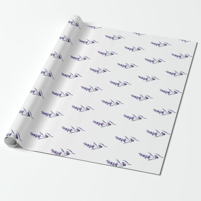 Elegant blommigt lavender presentpapper (Utrullad)