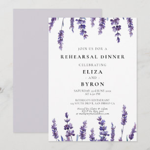 Elegant blommigt lavender rehearsal middag inbjudningar