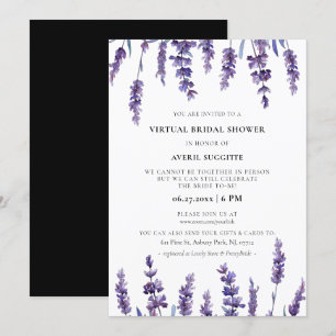 Elegant blommigt lavender Virtuell Möhippa Inbjudningar