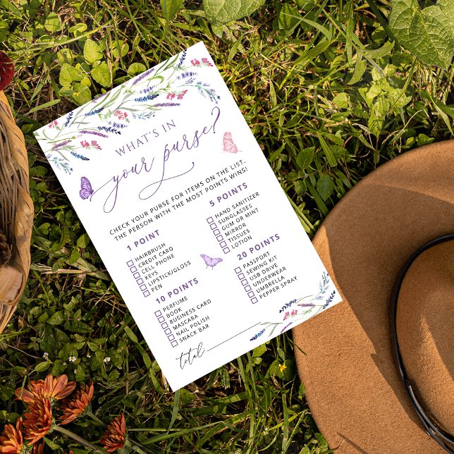 Elegant Blommigt Lavender What's in your Purse Gam (Skapare uppladdad)