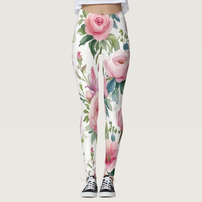 Elegant Blommigt Leggings - Snyggt och bekvämlighe (Framsida)
