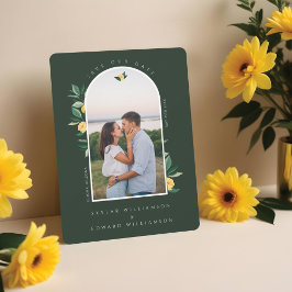 Elegant Blommigt Lemon Träd Arch Photo Grönt Spara Datumet