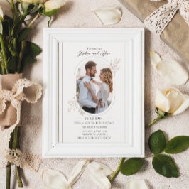 Elegant Blommigt Light Beige Bröllop Inbjudningar