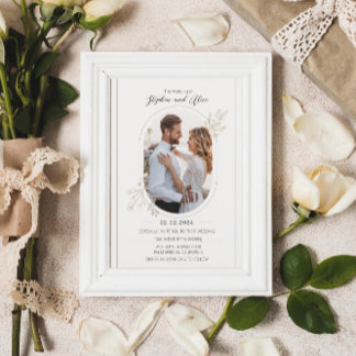Elegant Blommigt Light Beige Bröllop Inbjudningar