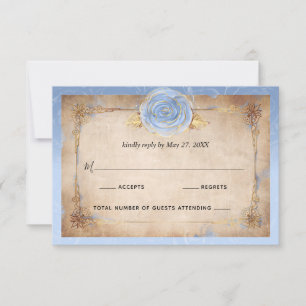 Elegant Blommigt Light Blue Ro Guld Rustic Bröllop OSA Kort