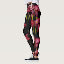 Elegant Blommigt Lila Calla Lilies Leggings