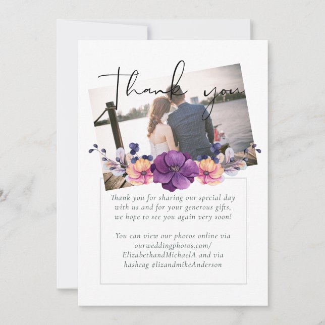 Elegant Blommigt Lila Orange Bröllop (Framsida)