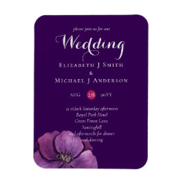 Elegant Blommigt Lila Orange Bröllop Magnet