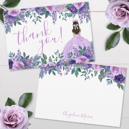 Elegant Blommigt Lila Quinceañera Tack Kort