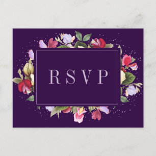 Elegant Blommigt Lila Rosa Lilac Bröllop OSA Vykort