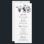 Elegant Blommigt Lila Vattenfärg för marin  Inbjudningar<br><div class="desc">Den här vackra bröllopsmenyn med elegant och blommigt har mörkens lila,  marinblått och gräddvita vattenfärgblommor på gräddens och mörkens bakgrunder och kalligrafiskript,  och är enkel att anpassa med din egen bröllop-information. Perfekt för vintern,  vår eller sommaren bröllop. Design av T.K. Goforth.</div>
