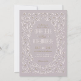 Elegant blommigt lilac lila rustic bröllop inbjudningar
